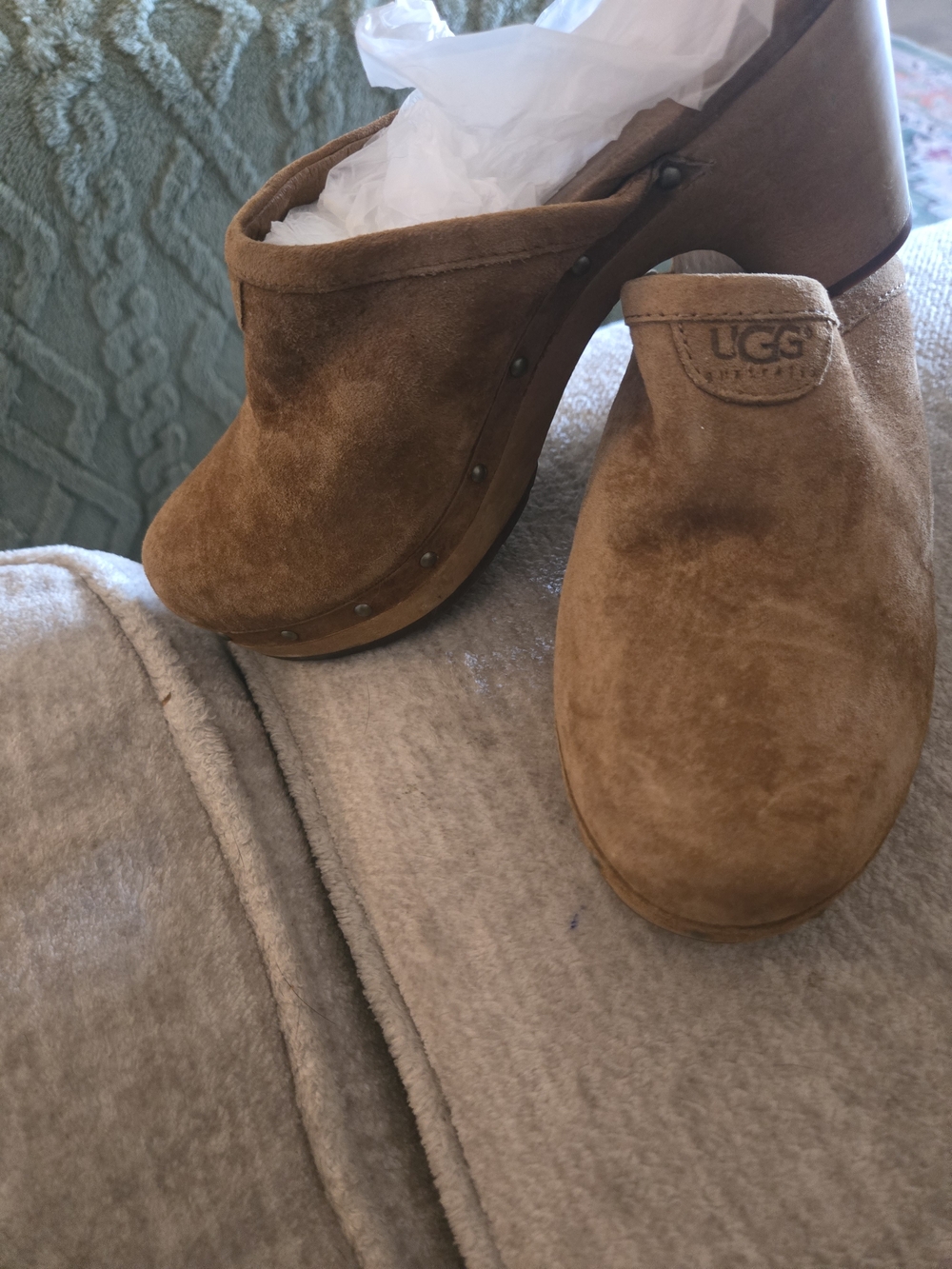 UGG Chestnut Suede Clog Mules